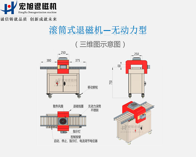 無動(dòng)力滾筒式退磁機(jī)示意圖